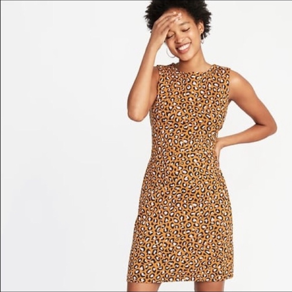 Old Navy Ponte-Knit Cheetah Print Sheath Dress
